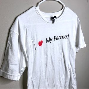 District Made White I Love My Partner Basic Tee Shirt Sz Small